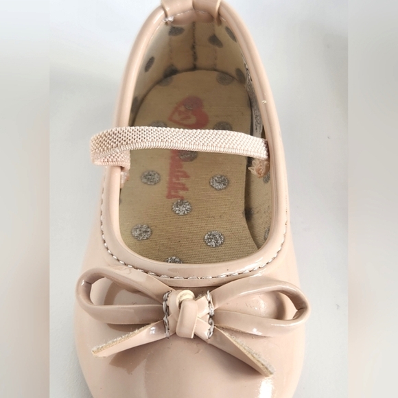 Toddler Girls Nude Pink Patent Ballet Flat Shoes with Bow & Strap, US 5/EU 21 - Picture 9 of 11